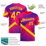 Custom Pink Yellow Purple-Deep Pink 3D Pattern Design Gradient Neon Sportswear Performance T-Shirt