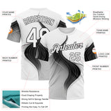 Custom White Black 3D Pattern Design Monochrome Curve Line Sportswear Performance T-Shirt