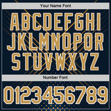 Custom Navy Old Gold-White 3D Pattern Design Geometric Shape Sportswear Performance T-Shirt