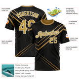 Custom Black Old Gold-White 3D Pattern Design Geometric Shape Sportswear Performance T-Shirt