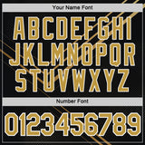 Custom Black Old Gold-White 3D Pattern Design Geometric Shape Sportswear Performance T-Shirt