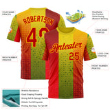Custom Red Green-Yellow 3D Pattern Design Gradient Spain Sportswear Performance T-Shirt