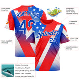 Custom Red Thunder Blue-White 3D Pattern Design USA Inspired America Sportswear Performance T-Shirt