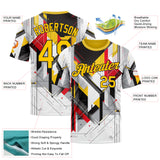 Custom White Yellow Red Black-Gray 3D Pattern Design Germany Geometric Shape Sportswear Performance T-Shirt
