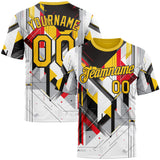 Custom White Yellow Red Black-Gray 3D Pattern Design Germany Geometric Shape Sportswear Performance T-Shirt
