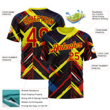 Custom Black Red Light Yellow-Blue 3D Pattern Design Germany Sportswear Performance T-Shirt