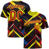 Custom Black Red Light Yellow-Blue 3D Pattern Design Germany Sportswear Performance T-Shirt