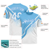 Custom Blue White-Powder Blue 3D Pattern Design Argentina Sportswear Performance T-Shirt