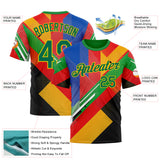 Custom Red Kelly Green Yellow Blue-Black 3D Pattern Design Africa Geometric Shape Sportswear Performance T-Shirt