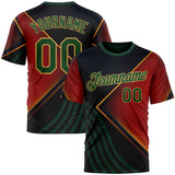 Custom Black Green Red-Old Gold 3D Pattern Design Germany Meixico Sportswear Performance T-Shirt