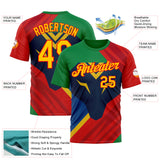 Custom Green Yellow Blue-Fire Red 3D Pattern Design Mexico Brazil Sport Wear Performance T-Shirt