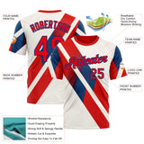 Custom Cream Fire Red-Royal 3D Pattern Design Canada America Sportswear Performance T-Shirt