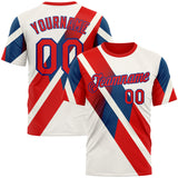 Custom Cream Fire Red-Royal 3D Pattern Design Canada America Sportswear Performance T-Shirt