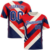 Custom Cream Royal Red Blue-White 3D Pattern Design USA Inspired America Sportswear Performance T-Shirt