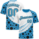 Custom White Sky Blue-Black 3D Pattern Design Argentina Sportswear Performance T-Shirt