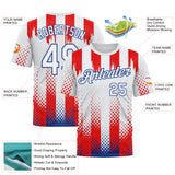 Custom White Red-Royal 3D Pattern Design USA Inspired America Sportswear Performance T-Shirt