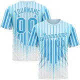 Custom Blue Sky Blue-White 3D Pattern Design Argentina Stripe Sportswear Performance T-Shirt