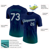 Custom Navy Gray-Teal 3D Seattle City Edition Fade Fashion Performance T-Shirt