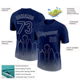 Custom Navy Gray 3D Dallas City Edition Fade Fashion Performance T-Shirt