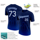 Custom Navy Gray-Thunder Blue 3D Dallas City Edition Fade Fashion Performance T-Shirt