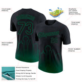 Custom Black Kelly Green 3D Dallas City Edition Fade Fashion Performance T-Shirt