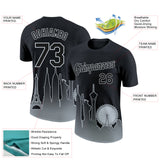 Custom Black Silver 3D Las Vegas City Edition Fade Fashion Performance T-Shirt
