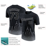 Custom Black Gray 3D San Antonio City Edition Fade Fashion Performance T-Shirt