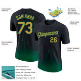 Custom Black Old Gold-Kelly Green 3D Boston City Edition Fade Fashion Performance T-Shirt