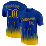Custom Royal Yellow 3D Los Angeles City Edition Fade Fashion Performance T-Shirt