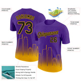Custom Purple Black-Gold 3D Los Angeles City Edition Fade Fashion Performance T-Shirt