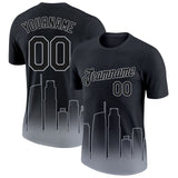 Custom Black Gray 3D Los Angeles City Edition Fade Fashion Performance T-Shirt