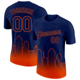 Custom Navy Orange 3D Houston City Edition Fade Fashion Performance T-Shirt