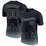 Custom Black Silver 3D Oakland City Edition Fade Fashion Performance T-Shirt