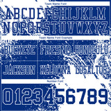 Custom Royal White 3D Pattern Abstract Brush Stroke Authentic Football Jersey