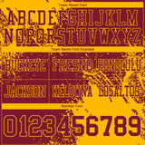Custom Crimson Gold 3D Pattern Abstract Brush Stroke Authentic Football Jersey