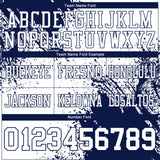 Custom White Navy 3D Pattern Abstract Brush Stroke Authentic Football Jersey