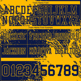Custom Navy Gold 3D Pattern Abstract Brush Stroke Authentic Football Jersey