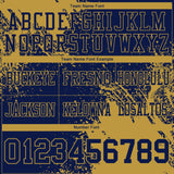Custom Navy Old Gold 3D Pattern Abstract Brush Stroke Authentic Football Jersey