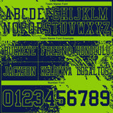 Custom Navy Neon Green 3D Pattern Abstract Brush Stroke Authentic Football Jersey