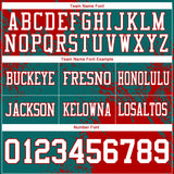 Custom Teal White-Red 3D Pattern Abstract Brush Stroke Authentic Football Jersey