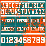 Custom Teal White-Orange 3D Pattern Abstract Brush Stroke Authentic Football Jersey