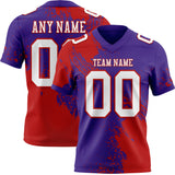 Custom Purple White-Red 3D Pattern Abstract Brush Stroke Authentic Football Jersey