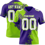 Custom Purple White-Neon Green 3D Pattern Abstract Brush Stroke Authentic Football Jersey