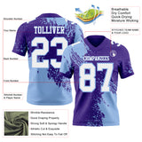 Custom Purple White-Light Blue 3D Pattern Abstract Brush Stroke Authentic Football Jersey