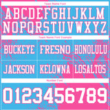 Custom Sky Blue White-Pink 3D Pattern Abstract Brush Stroke Authentic Football Jersey