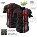 Custom Black Red 3D Hawaii Tropical Palm Leaves Authentic Baseball Jersey