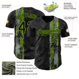 Custom Black Neon Green 3D Hawaii Tropical Palm Leaves Authentic Baseball Jersey