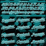 Custom Black Teal-White 3D Hawaii Palm Leaves Authentic Baseball Jersey