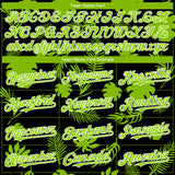 Custom Black Neon Green-White 3D Hawaii Palm Leaves Authentic Baseball Jersey
