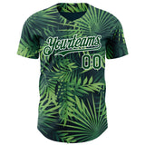 Custom Green White 3D Hawaii Palm Leaves Authentic Baseball Jersey